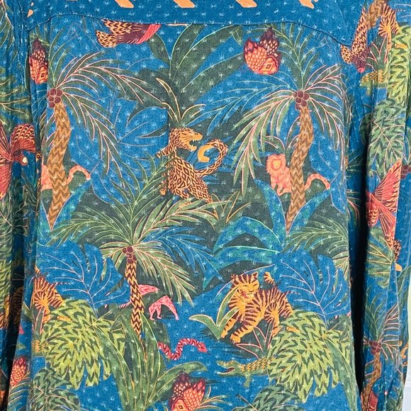 Farm Rio Blue Bianca Blouse Tropical Size Small - Picture 6 of 11
